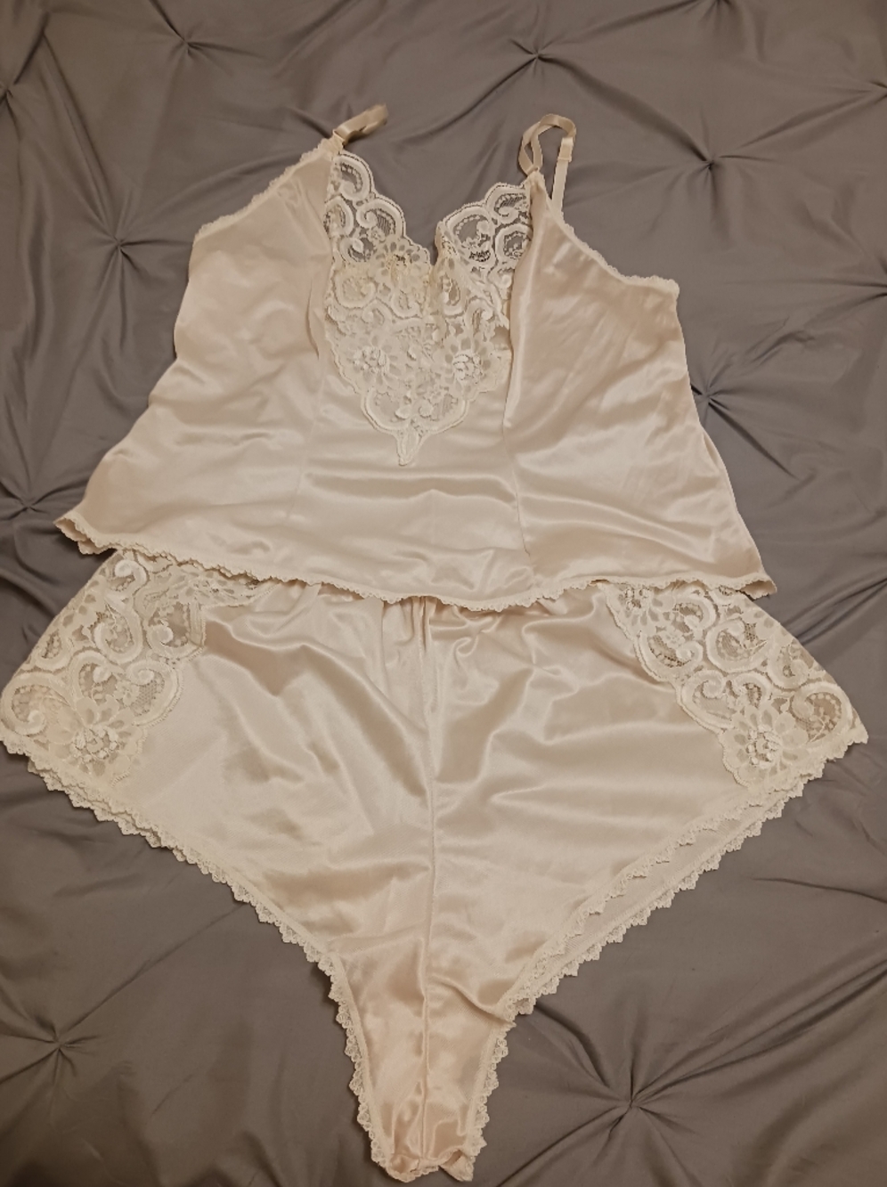 5 For $25! Vtg Body Lites Lingerie Set - Ivory & Lace- Sz Medium (12-14)